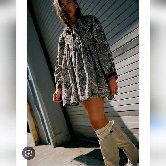 Free People Lucille Corduroy Mini Dress M - Picture 1 of 8